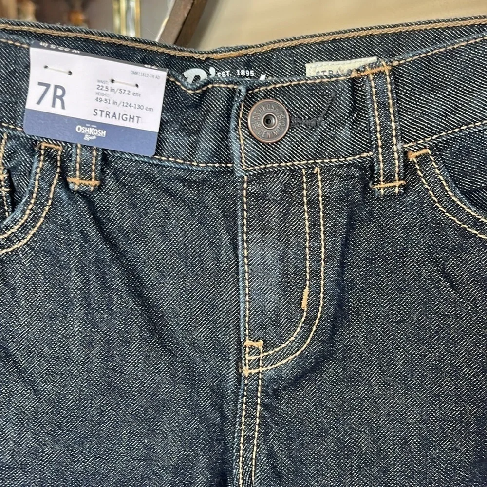 Brand New OshKosh B'Gosh Straight Jeans Dark Wash Denim Adjustable Waistband